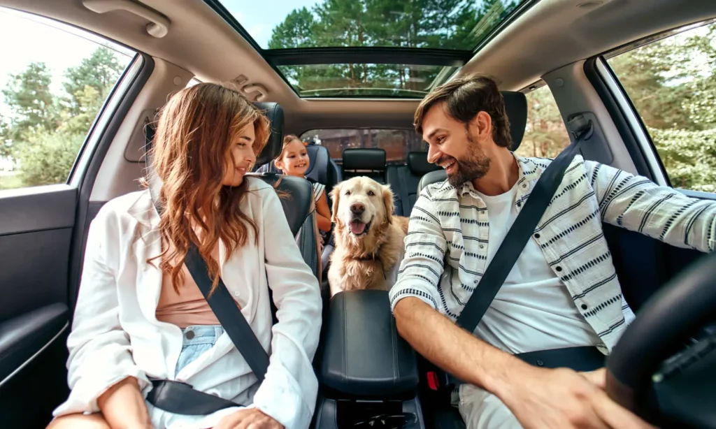 The whole family is on a weekend road trip