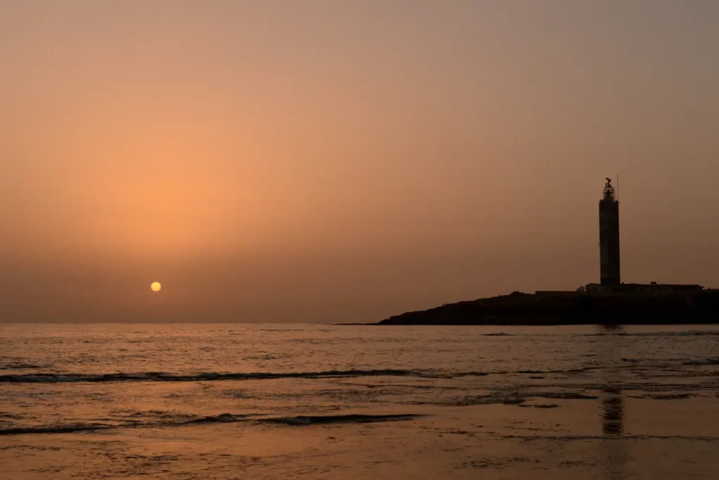 Sunset scenery at the Dwarka lighthouse